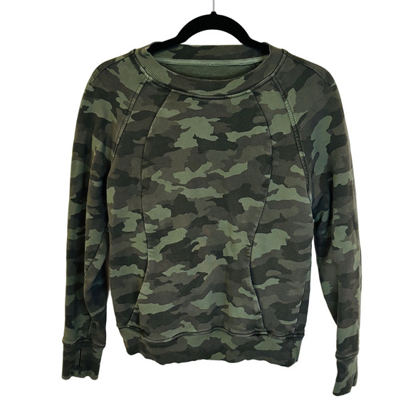 Lululemon Scuba Crew Heritage 365 Camo Green Twill Multi SZ 8 - Picture 10 of 11